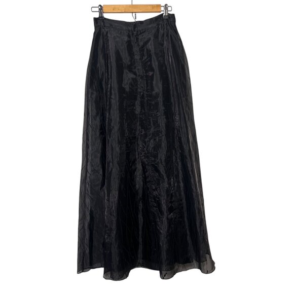 Vintage Whimsigoth Witchy Fairy Grunge Maxi Skirt Sheer Overlay Black High Waist - Picture 2 of 8